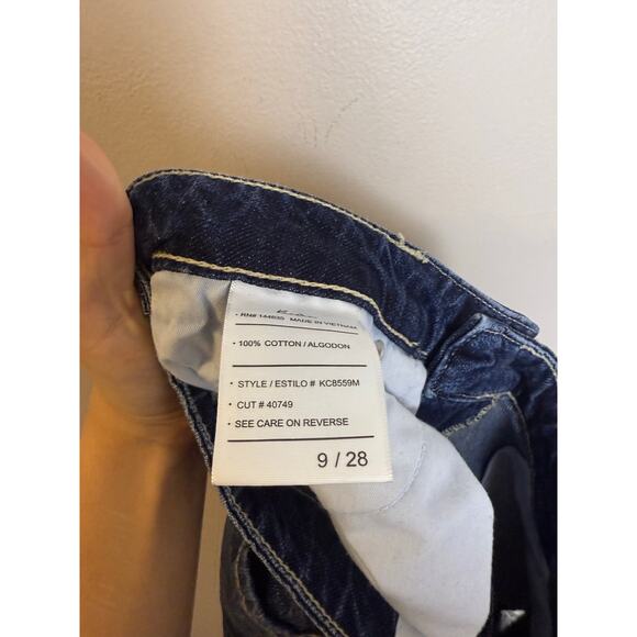 Kancan Denim Jeans Size 9/ 28 Raw Hem Dark Wash Distressed Cut - Picture 2 of 5